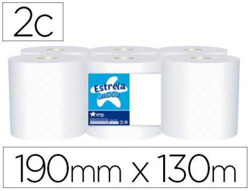 Papel seca maos amoos 2 folhas 190 mm x 130 mt pack de 6 rolos , Amoos , 78532 , 5601856213160